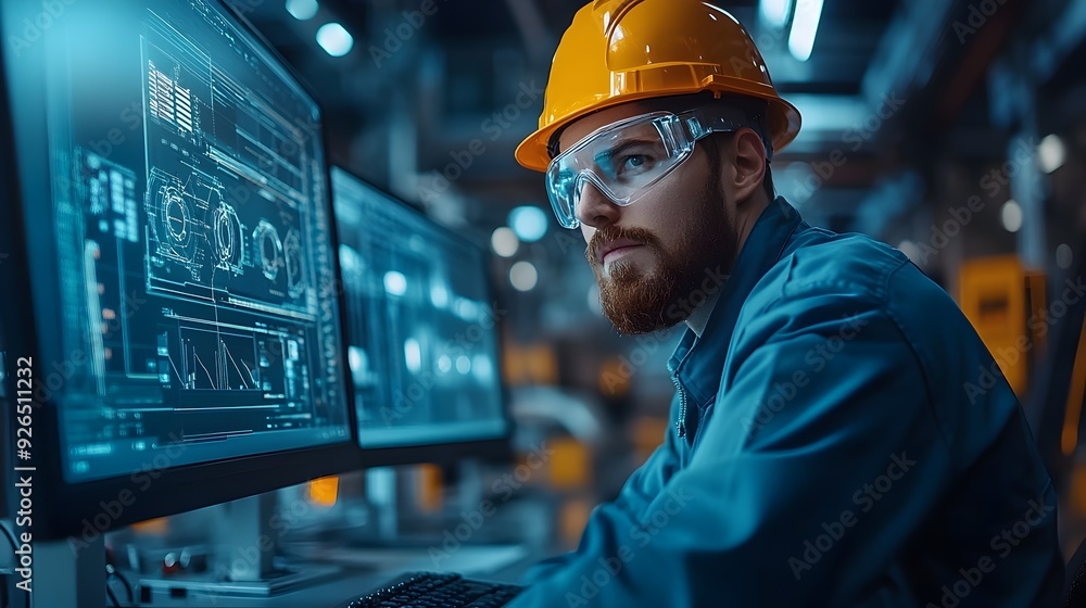 Poster the engineer overseeing the testing phase before full deployment of the 3d rendered technology