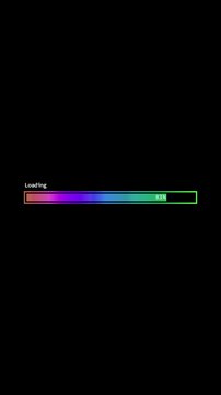 Looped gradient loading bar animation against black background. 