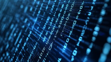 Artificial Intelligence Algorithms Powering the Digital Future: Abstract Binary Code Backdrop