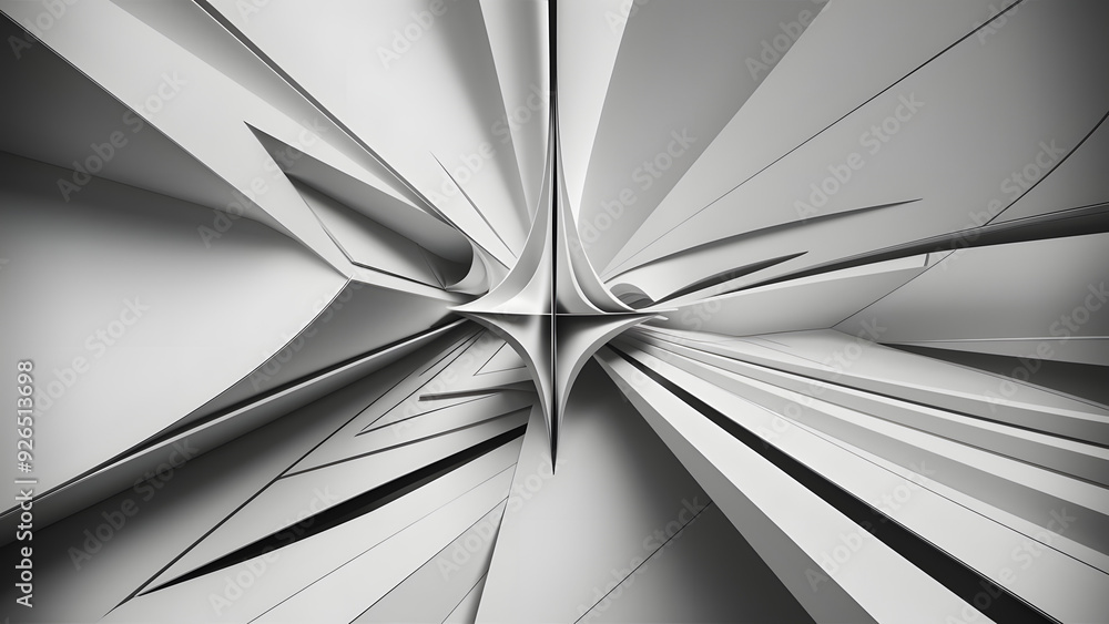 Poster abstract architectural convergence: a symphony of converging lines and abstract forms in a futuristi