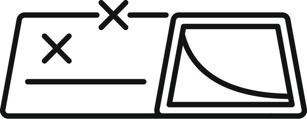 Coupon with discount showing graph going down, simple black line vector icon