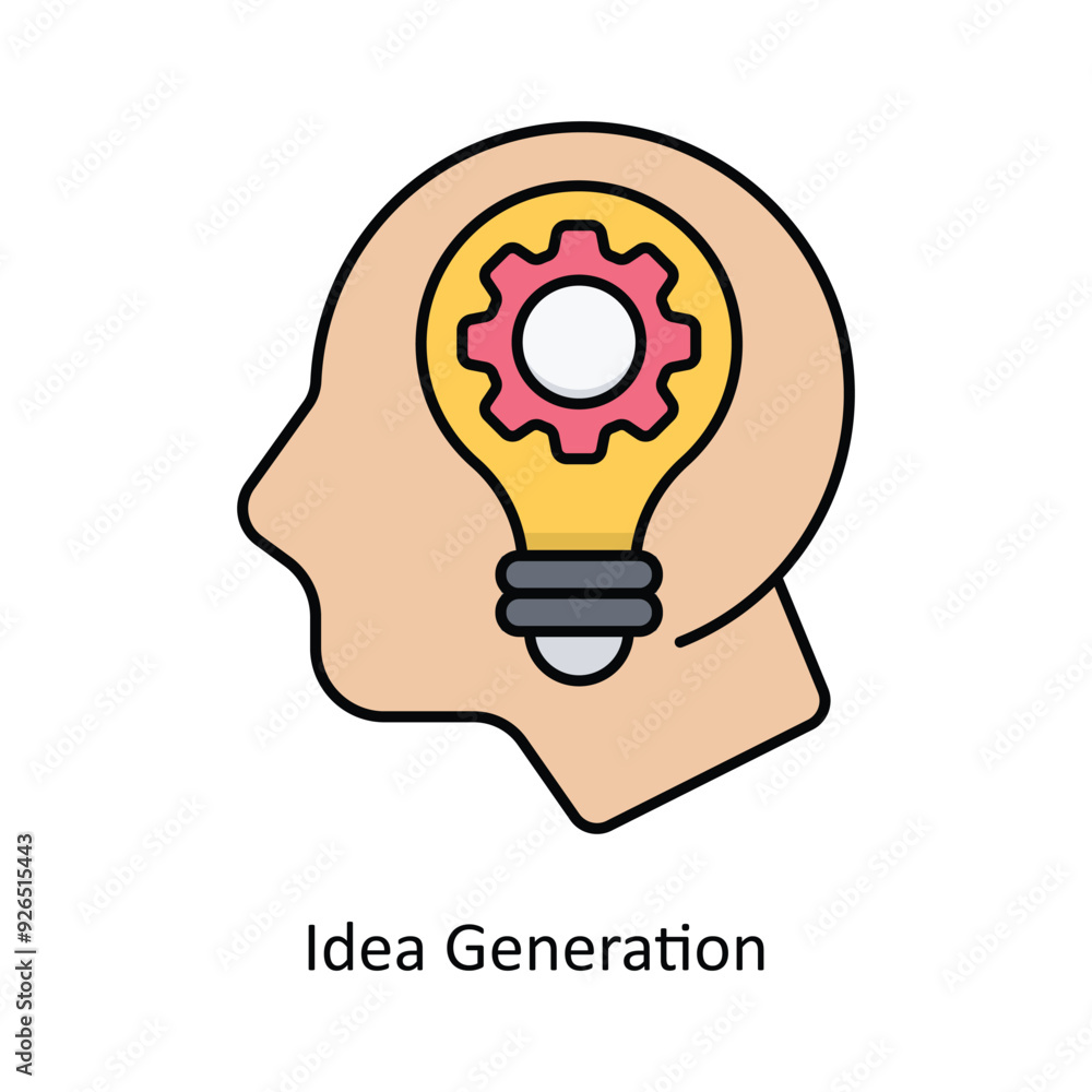 Poster idea generation vector filled outline icon design illustration. design and development symbol on whi