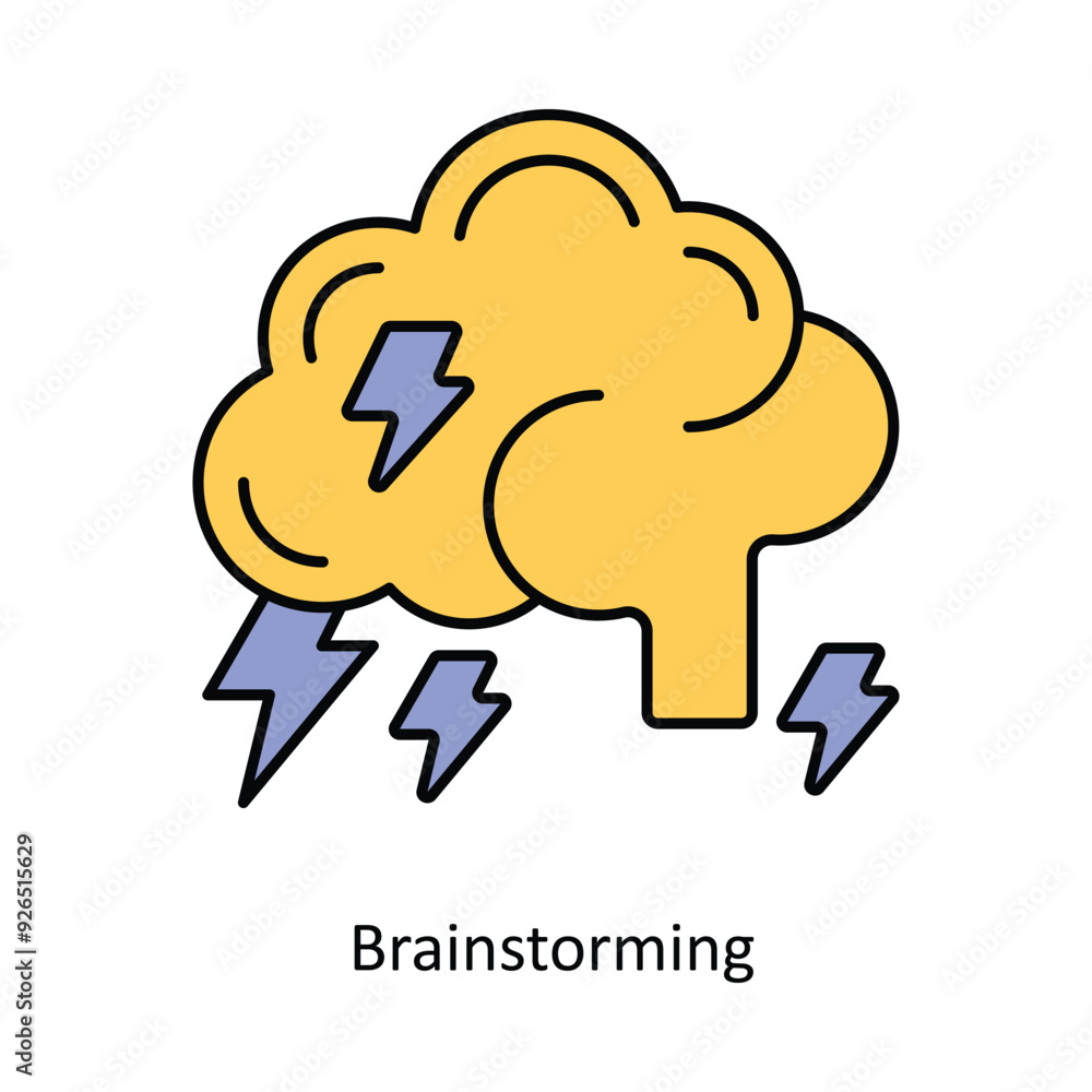 Poster brainstorming vector filled outline icon design illustration. design and development symbol on white