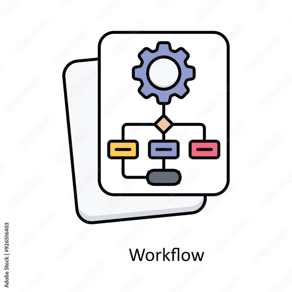 Poster workflow vector filled outline icon design illustration. design and development symbol on white back
