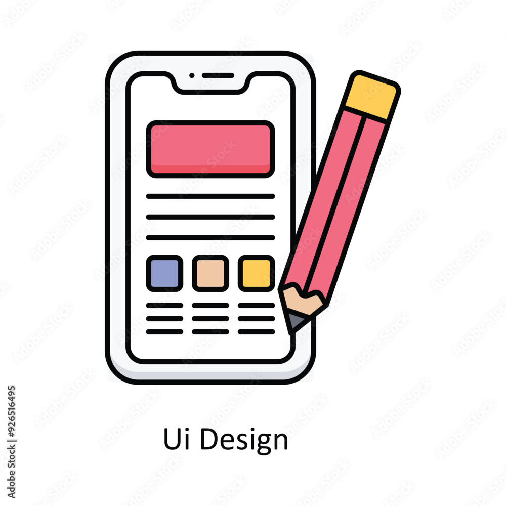 Poster ui design vector filled outline icon design illustration. design and development symbol on white bac