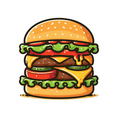 hamburger on white background