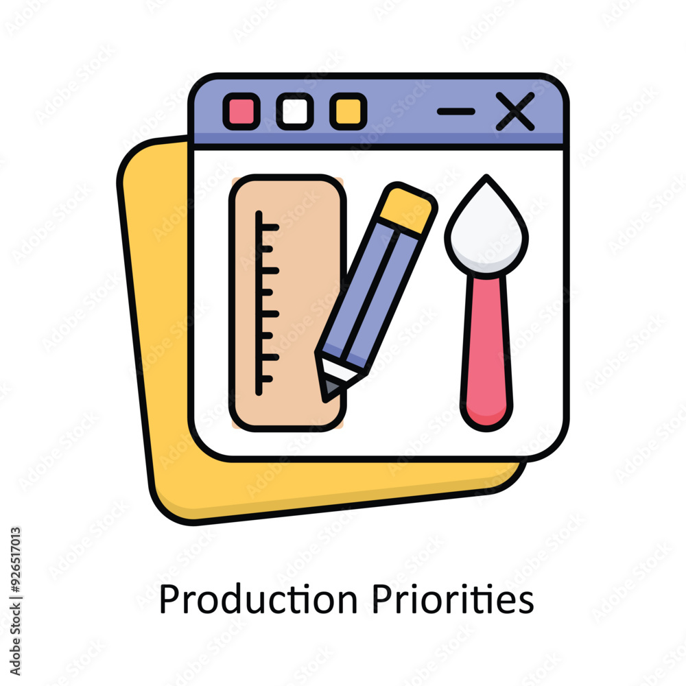 Poster production priorities vector filled outline icon design illustration. design and development symbol 