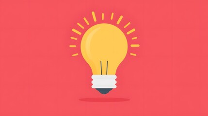 A glowing light bulb on a red background, symbolizing inspiration, creativity, and new ideas.