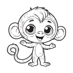 Cute Monkey Coloring Page 