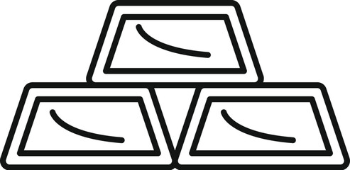 Line drawing of three gold bars forming a pyramid, representing wealth, investment, and financial success