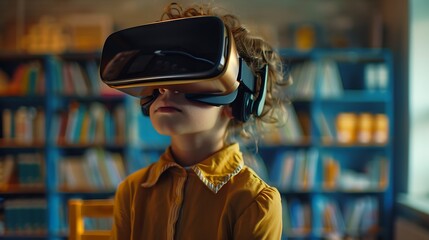 AI tutors providing personalized lessons to students through virtual reality headsets, with immersive educational content in a high-tech learning environment. Created Using: VR technology,