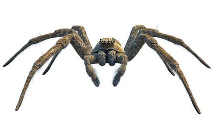A detailed image of a spider with its legs spread out, isolated on a white background.