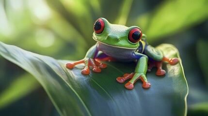 red eyed tree frog on a leaf