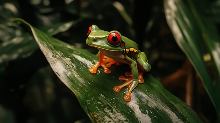 red eyed tree frog on a leaf