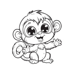Cute Monkey Coloring Page 