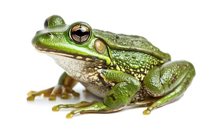 Fototapeta premium A closeup of a green frog isolated on a white background
