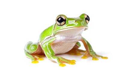 Fototapeta premium Green Tree Frog on White Background