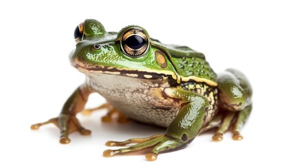 Obraz premium Genuine Green True Frog on White Background.