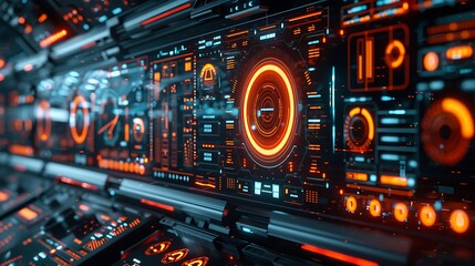 Obraz premium AI-powered security system visualizing threat detection and prevention, with glowing data streams and real-time network analysis in a high-tech environment.
