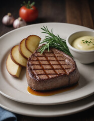 grilled steak with vegetables