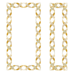 Paper ribbon frames for decorative texts. Watercolor illustration of a rectangle frame isolated on a white background. Vintage woven paper ribbon ornament with parchment texture in pastel beige color