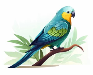 Obraz premium A parakeet chirping melodiously flat design side view aviary theme cartoon drawing vivid