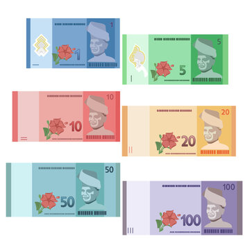 A set of collection of Malaysia currency, banknotes paper money cash Malaysia Ringgit MYR, RM1, RM5, RM10, RM20, RM50, RM100
