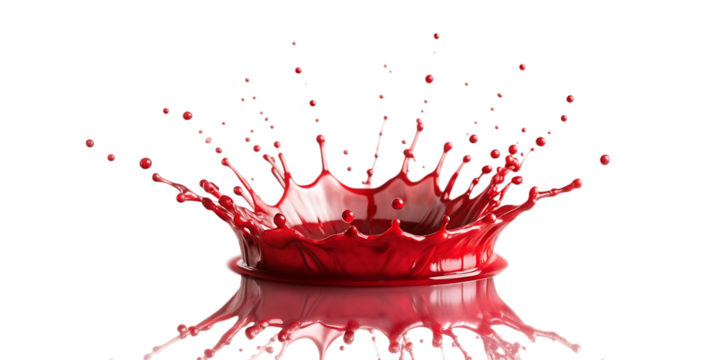 A red splash isolated on white background.AI GENERATED