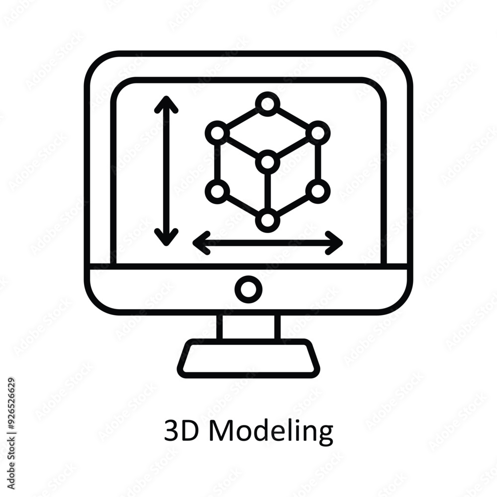 Aufkleber 3d modeling vector filled outline icon design illustration. design and development symbol on white b