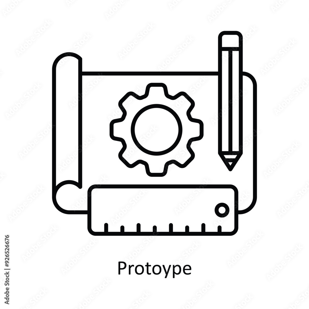 Poster prototype vector filled outline icon design illustration. design and development symbol on white bac