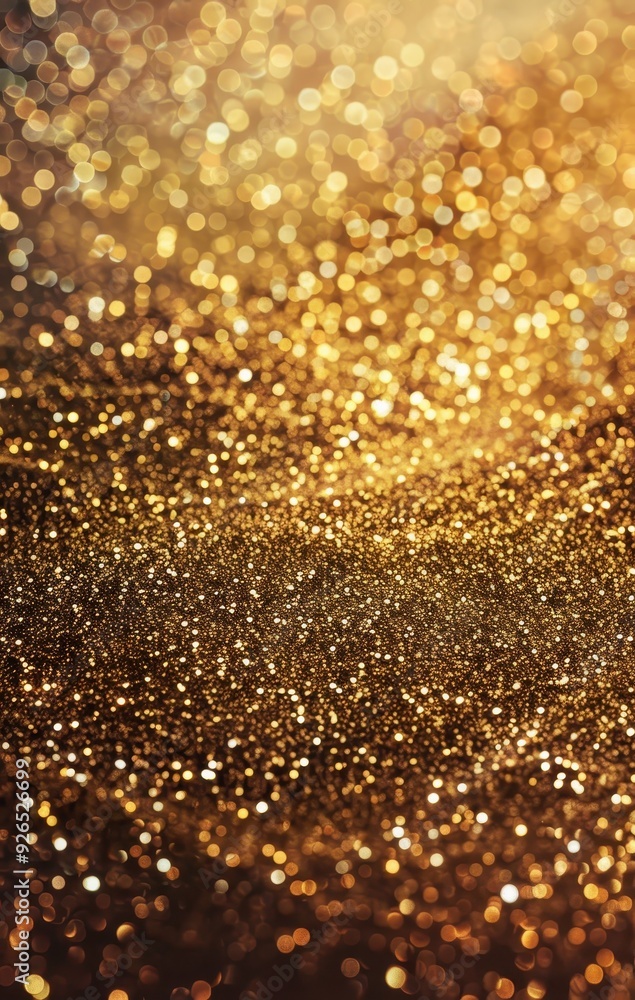 Poster abstract background with shimmering golden bokeh and glitter.