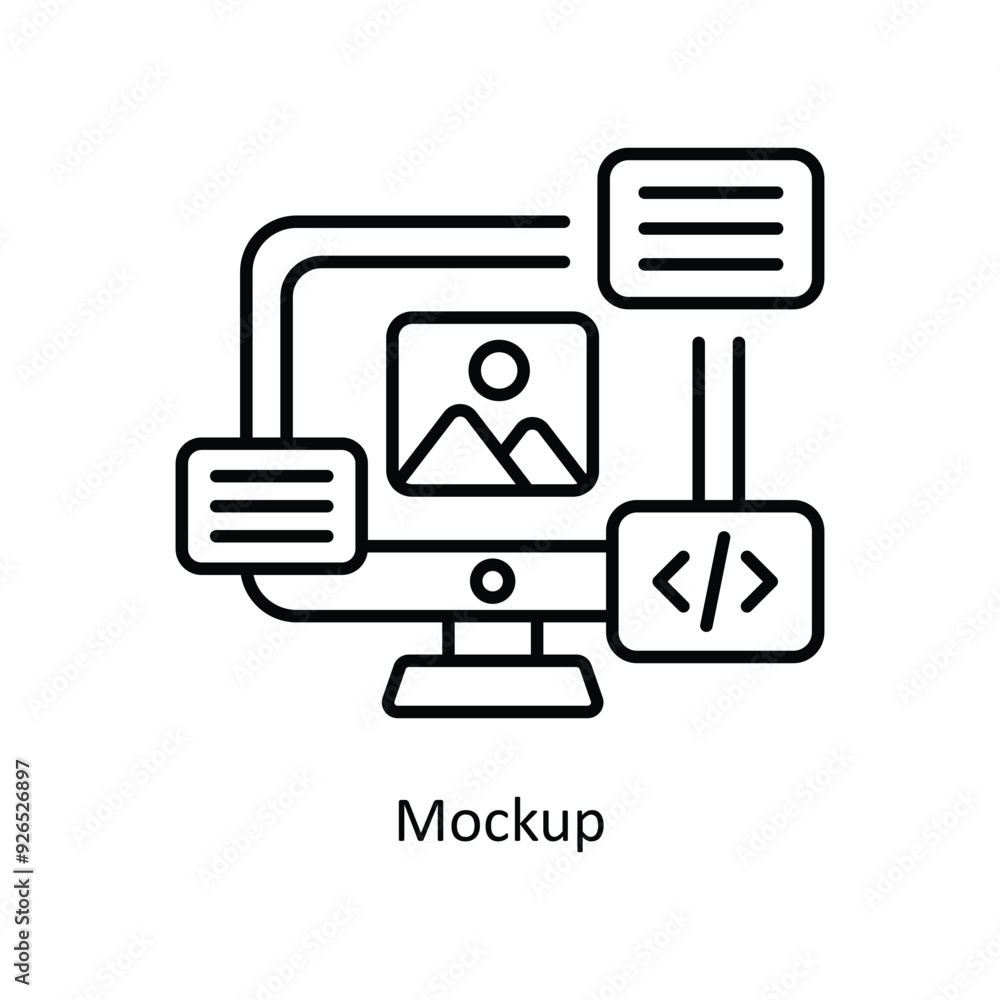 Poster mockup vector filled outline icon design illustration. design and development symbol on white backgr