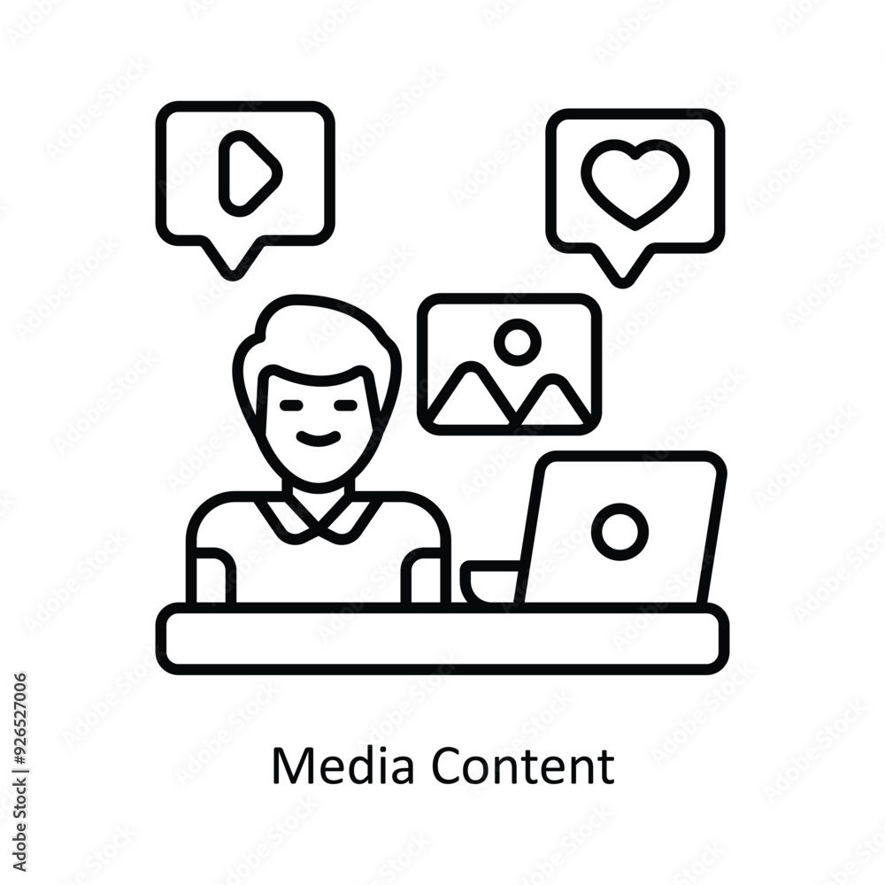 Poster media content vector filled outline icon design illustration. design and development symbol on white