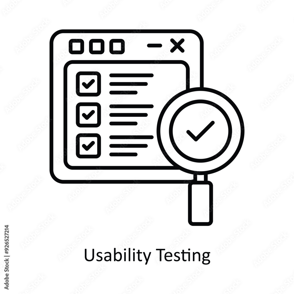 Poster usability testing vector filled outline icon design illustration. design and development symbol on w
