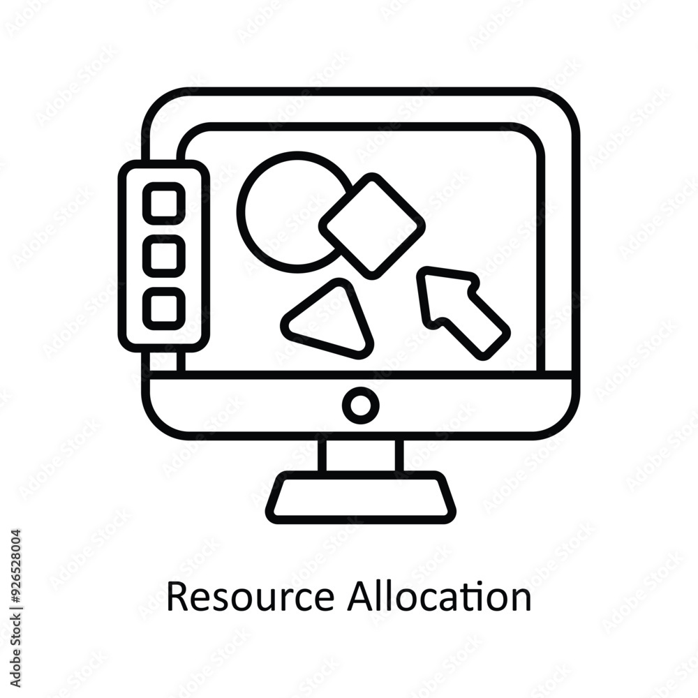 Poster resource allocation vector filled outline icon design illustration. design and development symbol on