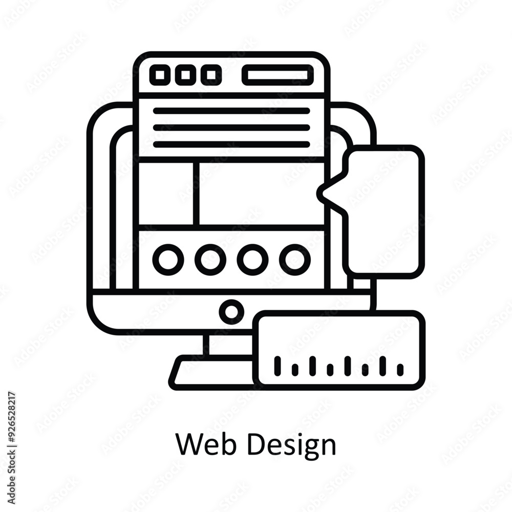 Poster web design vector filled outline icon design illustration. design and development symbol on white ba
