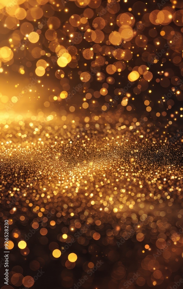 Poster abstract golden bokeh lights create a festive and sparkling atmosphere.