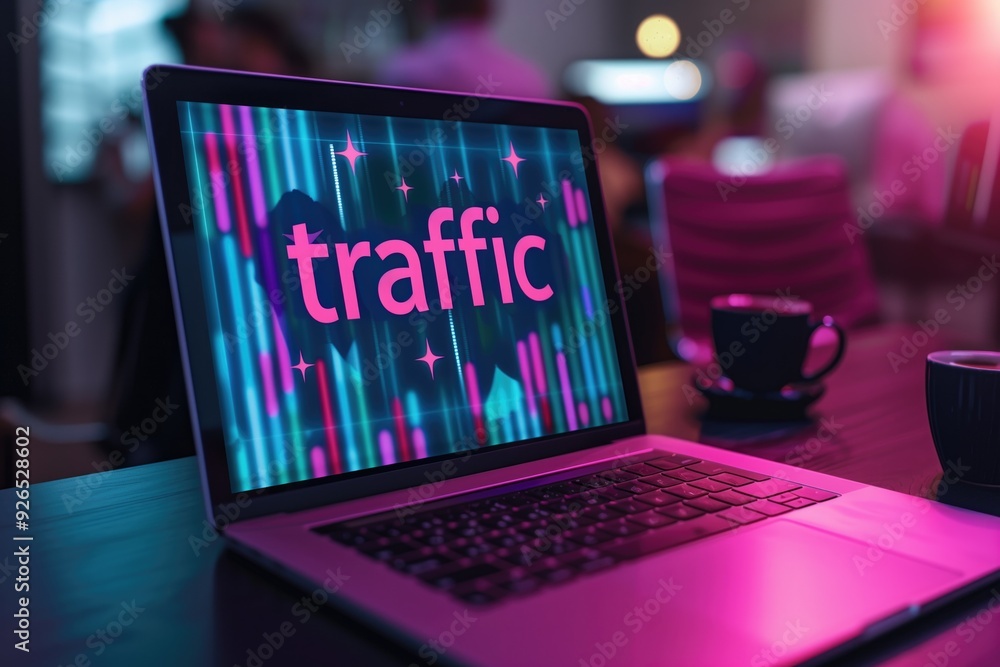 Aufkleber open laptop displaying vibrant 