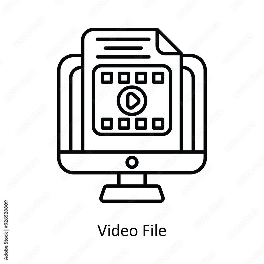 Poster video file vector filled outline icon design illustration. design and development symbol on white ba