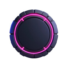 Fototapeta premium A sleek, modern button design featuring a dark center and vibrant pink neon accents, ideal for digital interfaces and gaming. transparent background