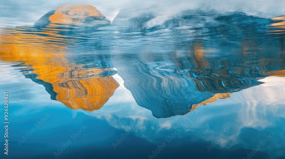 Poster abstract reflections in the water, influenced by the surrounding structures of lofoten, with dynamic
