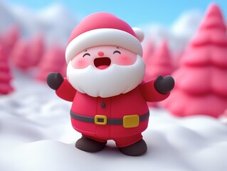 Obraz premium Minimalism christmas poster template in the style of 3d animation movie.