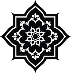 Moroccan pattern illustration black and white