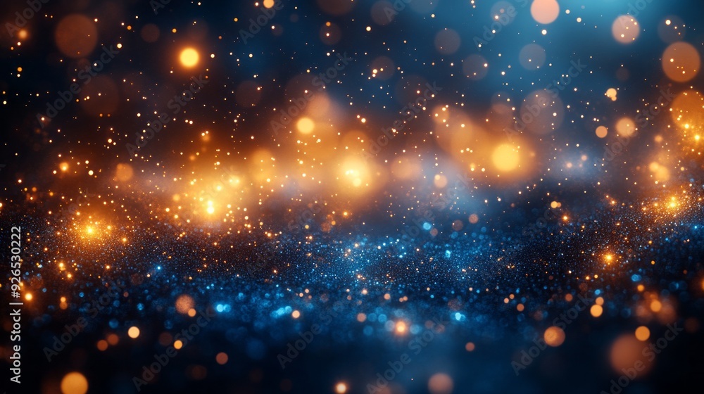 Poster sparkling gold and blue lights twinkle in a captivating dance, creating an enchanting ambiance that 