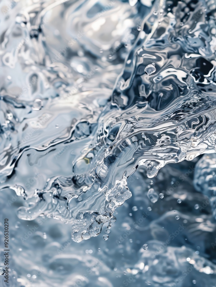 Poster close-up of dynamic, splashing water with intricate patterns and reflections.