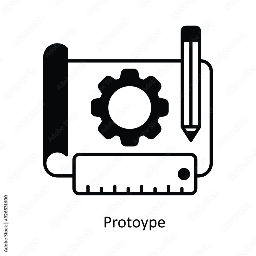 Poster prototype vector filled outline icon design illustration. design and development symbol on white bac
