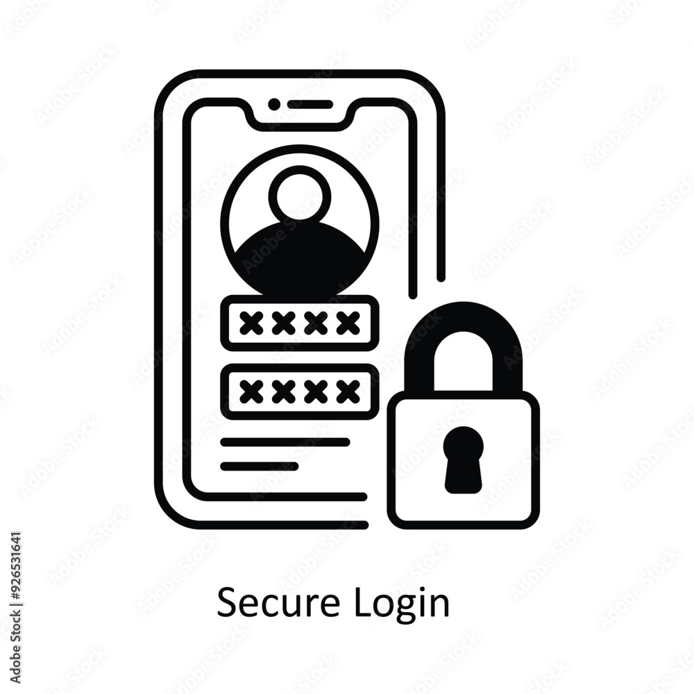 Poster secure login vector filled outline icon design illustration. design and development symbol on white 