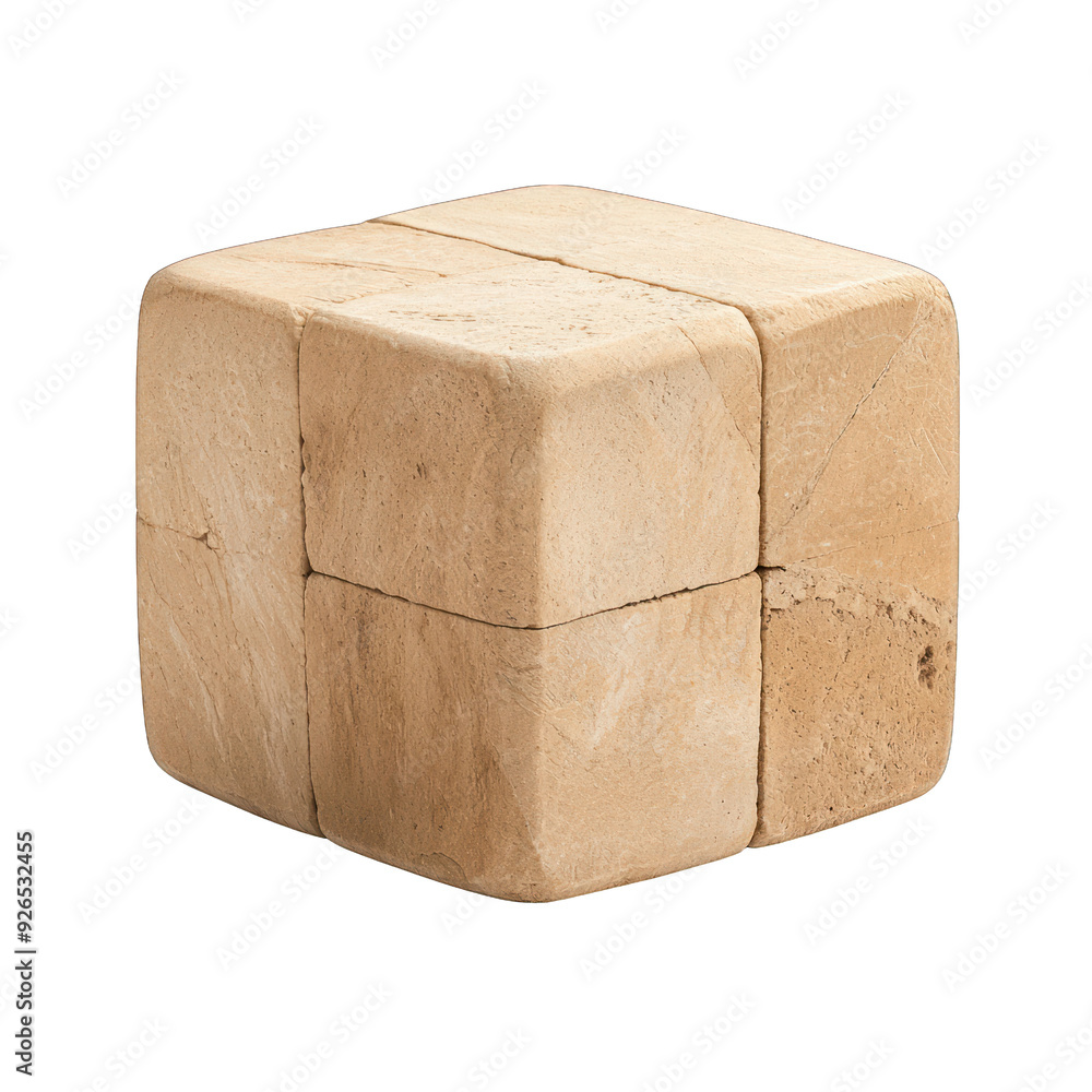 Poster a textured cube block showcasing natural stone, perfect for backgrounds or abstract designs in creat