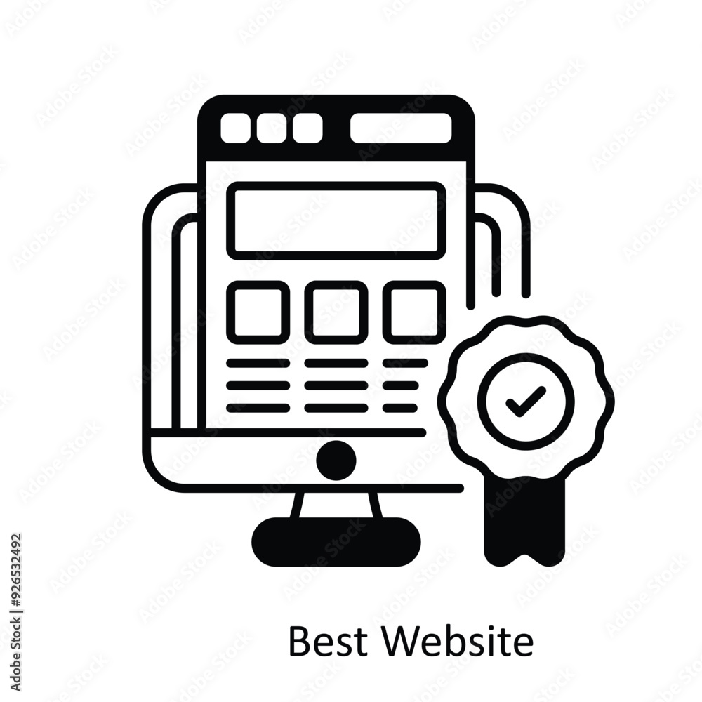 Poster best website vector filled outline icon design illustration. design and development symbol on white 