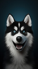 Happy Husky headin a cartoonstyle on a dark blue background